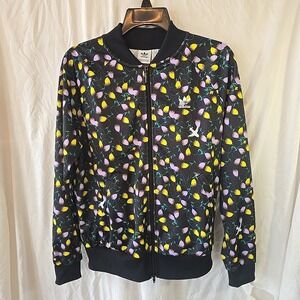 Adidas AOP Track Top Zippered Jacket Tulip Floral Originals Women's Size M Black